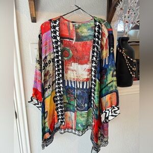 John Mark Multi Print Open Front
3/4 Sleeve Kimono XL